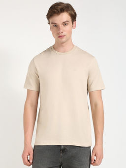 Calvin Klein - Mens Beige Solid Casual T-Shirt