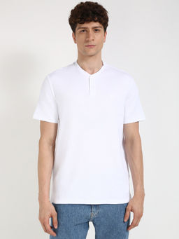 Calvin Klein - Mens White Textured Casual T-Shirt