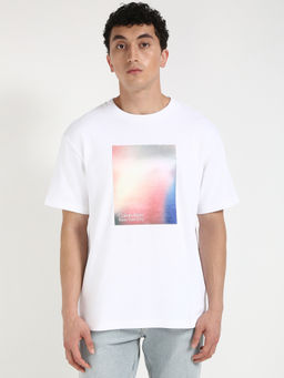 Calvin Klein - Mens White Printed Casual T-Shirt