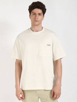 Calvin Klein - Mens Beige Solid Casual T-Shirt