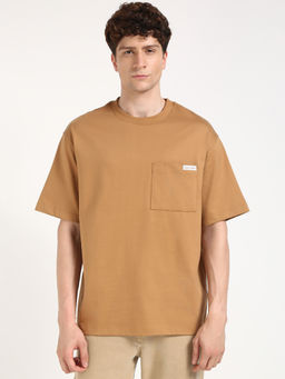 Calvin Klein - Mens Brown Solid Casual T-Shirt
