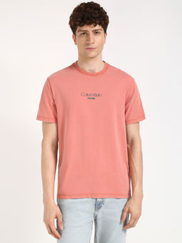 Calvin Klein - Mens Pink Solid Casual T-Shirt