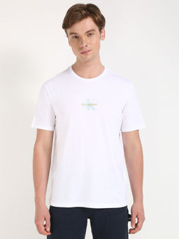 Calvin Klein - Mens White Solid Casual T-Shirt