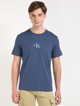 Calvin Klein - Mens Blue Solid Casual T-Shirt