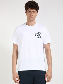 Calvin Klein - Mens White Solid Casual T-Shirt
