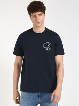 Calvin Klein - Mens Navy Blue Solid Casual T-Shirt