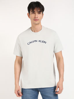 Calvin Klein - Mens Grey Solid Casual T-Shirt