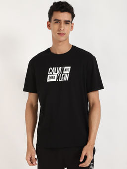 Calvin Klein - Mens Black Typography Casual T-Shirt