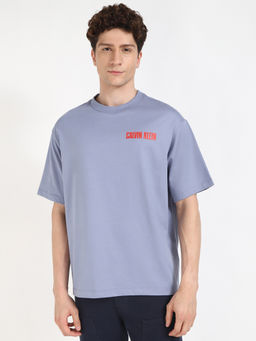 Calvin Klein - Mens Blue Typography Casual T-Shirt