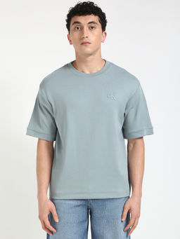 Calvin Klein - Mens Blue Solid Casual T-Shirt