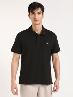 Calvin Klein - Mens Black Solid Casual Polo T-Shirt