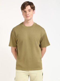 Calvin Klein - Mens Green Solid Casual T-Shirt