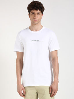 Calvin Klein - Mens White Solid Casual T-Shirt