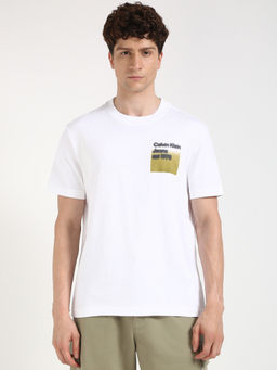 Calvin Klein - Mens White Solid Casual T-Shirt