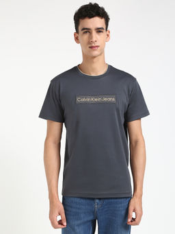 Calvin Klein - Mens Grey Solid Casual T-Shirt