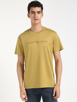 Calvin Klein - Mens Yellow Solid Casual T-Shirt