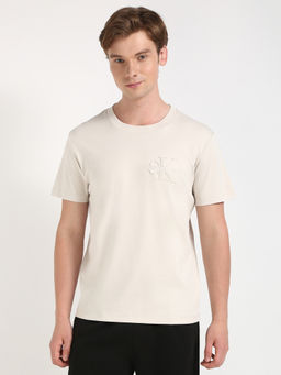 Calvin Klein - Mens White Solid Casual T-Shirt