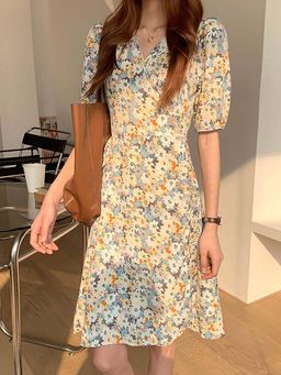 Outzidr - Blue A Line Dress