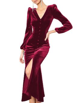 Outzidr - Red Button Down Dress