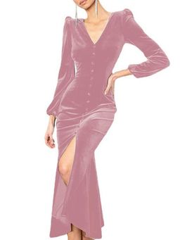 Outzidr - Pink Button Down Dress