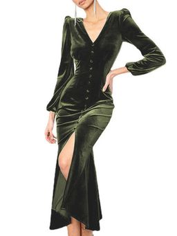 Outzidr - Olive Button Down Dress