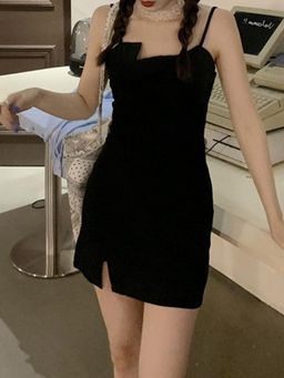 Outzidr - Black Slim Fit Dress