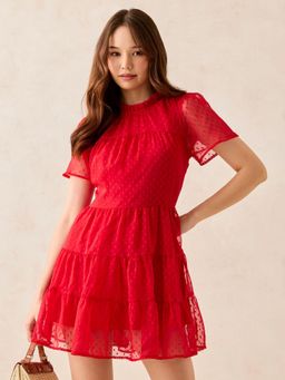 Outzidr - Red Tiered Dress