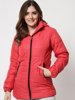 KOTTY - Full Sleeve Solid Women Red Puffer Jacket