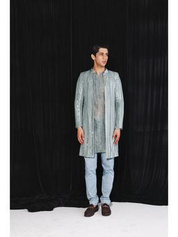 Twenty Nine - Powder Blue Banarasi Tissue Kurta with Pant (Set of 2)