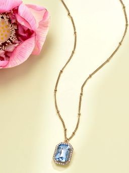 Zaveri Pearls - Blue Rhinestone & Austrian Diamonds Pendant Chain-ZPFK14557