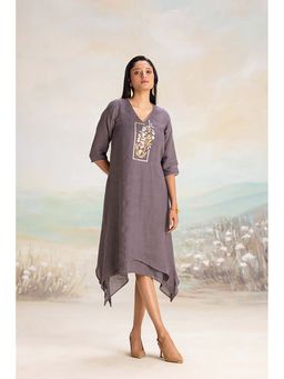 Kaveri - Grey Flute Pipes Singapore Sling Dress