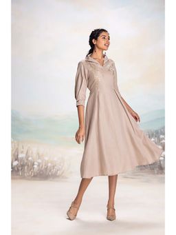 Kaveri - Taupe Golden Leaf Dress