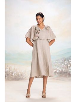 Kaveri - Beige Tsukiyama Cape Dress