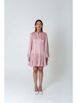 NEORA BY NEHAL CHOPRA - Pink Embroidered High Neck Maxi Dress