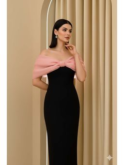 Mangalmay By Aastha - Black Strapless Solid Midi Dress