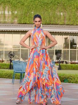 MANDIRA WIRK - Pragnya Ayyagari - Pop Abstract High-Low Maxi Dress