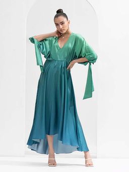 MANDIRA WIRK - Ombre Printed Lustrous Satin Dress