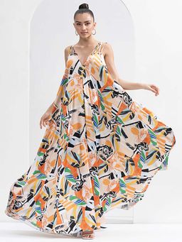 MANDIRA WIRK - Yellow Abstract Printed Long Dress