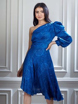 MANDIRA WIRK - A Printed Dress With Cowel Detailing On Sleeve