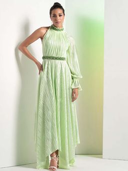 MANDIRA WIRK - Mint Green Embroidered Maxi Dress
