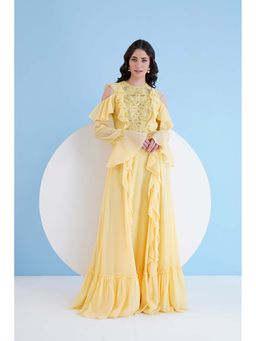 MANDIRA WIRK - Yellow Maxi Dress With Lace Detailing