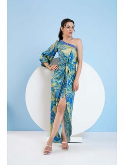 MANDIRA WIRK - Gold Foil Botanical Foliage Dress