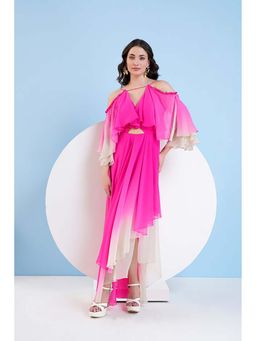 MANDIRA WIRK - Pink Ombre High Low Maxi Dress