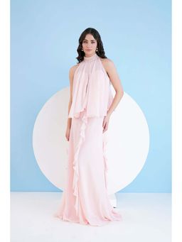 MANDIRA WIRK - Solid Pink Maxi Dress