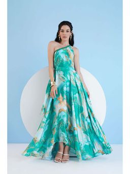 MANDIRA WIRK - Green Trippy Romance Maxi Dress