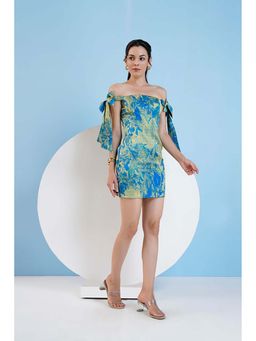 MANDIRA WIRK - Gold Foil Fitted Bodycon Mini Dress