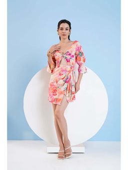 MANDIRA WIRK - Printed Short Dress With Buckle Detailing