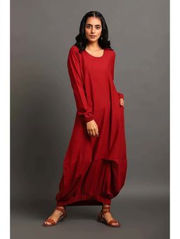 OMAANA - Maroon Boho Balloon Maxi Dress