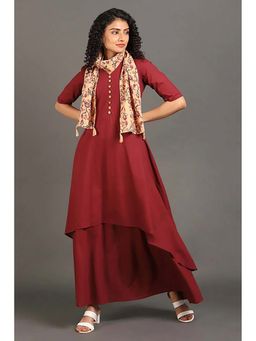 OMAANA - Maroon Happy Days Double Layered Dress