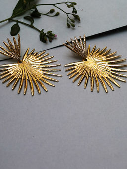 VIRAASI - Gold Plated Leaf Drop Earrings